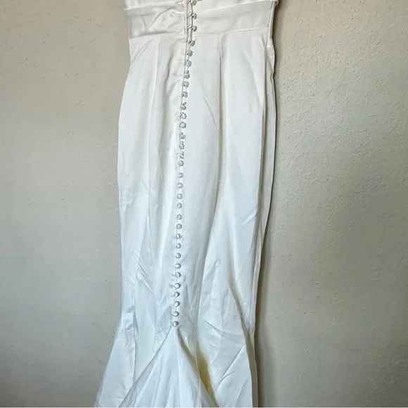 HOUSE‎ OF CB 'Emilie' Off White Satin Mermaid Bridal Gown NWOT size S - Picture 5 of 13